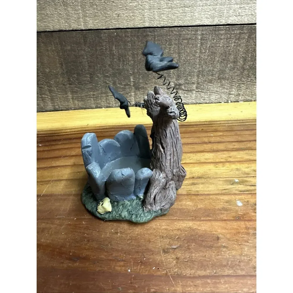 Crazy Mountain Halloween Haunted Tree and Gravestones Tealight Holder In Box